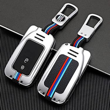 Imagem de Hacreyatu Chaveiro protetor de chave de liga de zinco de 2/3 botões para Lexus NX200 NX300H RX350 450H ES350 ES300h (prata, 2 botões)