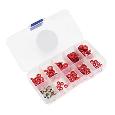 Imagem de 125 peças porca de arruela de parafuso M2.5 M3 arruela de cabeça escareada/redondo/liga de alumínio para carro, VERMELHO
