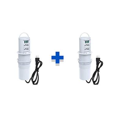 Imagem de Kit 2 Torres De Tomada Totem Manual Alça 2 Tom 10A 3USB 5.2A COR:BRANCO