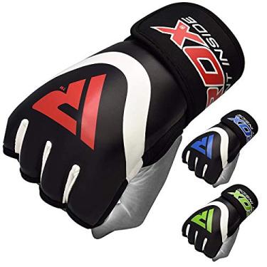 Imagem de RDX luvas de boxe para punção – Protetor de punho de couro Maya Hide sob luvas – Ótimo para MMA, Muay Thai, artes marciais, saco pesado, kickboxing, treinamento multiuso e esportes de combate, Vermelho, Medium