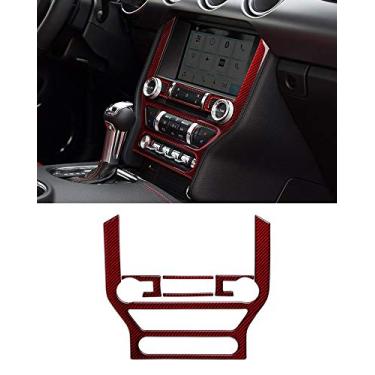 Imagem de Adesivo de fibra de carbono para carro GZXinWei Decalques painel de controle central Interior, Vermelho