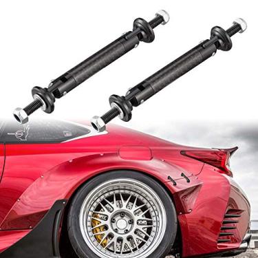 Imagem de TOMALL 2 peças 45 mm carro ajustável dianteiro/traseiro para-choque lábio divisor suporte haste de fibra de carbono preto universal auto prendedores alavanca de para-choque (fibra de carbono preto)