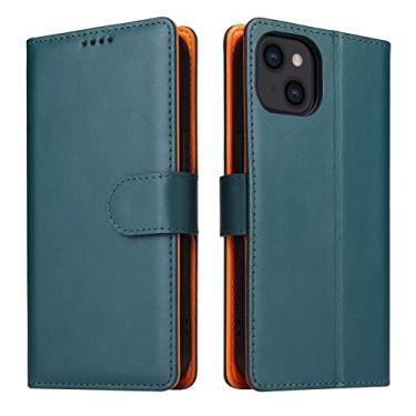 Imagem de YINGDAFENG Capa carteira para Iphone14, capa flip protetora magnética de couro PU com compartimentos para cartão e proteção da câmera à prova de choque capa interna de TPU, verde