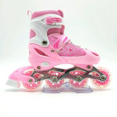 Imagem de Patins Inline Roller Ajustável Infantil/juvenil ROSA Tamanho: 33 ao36