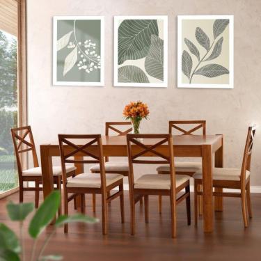 Imagem de Conjunto Primavera Mesa de Jantar Madeira Maciça com 6 Cadeiras CabeCasa MadeiraMadeira Marrom