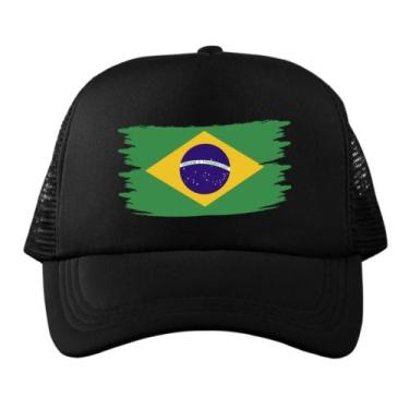 Imagem de Boné Bandeira Do Brasil Futebol Copa Aba Curva Preto - Dking Creative