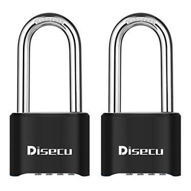 Imagem de Disecu Cadeado de combinação de manilha longo resistente (pacote com 2) preto