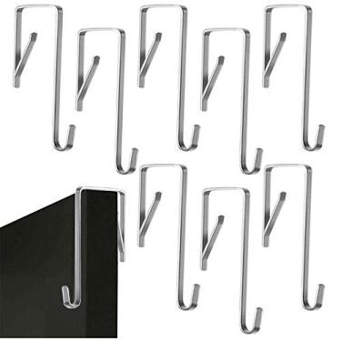 Imagem de Pacote com 12 ganchos de porta de aço inoxidável resistentes ajustáveis sobre a porta gancho para roupas chapéus pendurados toalhas casacos bolsas ornamentos