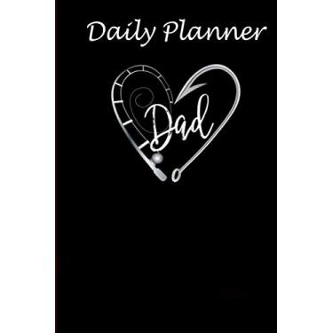 Imagem de Daily Planner - Beautiful Love Dad Fishing Rod Hook Heart Silhouette: Daily planner 2021, US map, US holiday, 6x9 inch, 136 pages