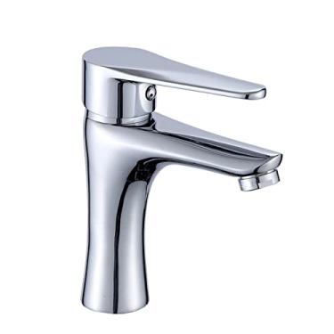 Imagem de LIDON Lavatório Misturador Torneira da Pia do Banheiro Furo Único Torneiras de Latão Torneira da Pia do Banheiro 1 Furo Latão Cromado Torneira do Banheiro Furo Único