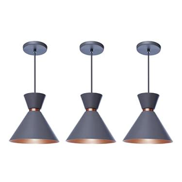 Imagem de Kit 3 Pendente Lustre Luminária Berlim 23cm Cinza