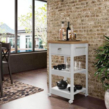 Imagem de Aparador Carrinho Chá 1 Gaveta BA-130 Denver Ditália Móveis Branco