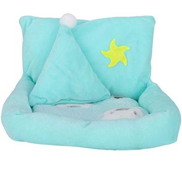 Imagem de OKJHFD Pet Sofá Esteira Cama de Dormir Hamster Almofada Confortável Material Doméstico Pequeno Médio Cão Gato Retângulo Sofá Mini Travesseiro Pelúcia Hamster Cama Azul S