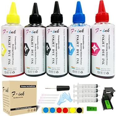 Imagem de Kit de refil de tinta e tinta F-ink 5 frascos compatível com cartuchos de tinta Hp Inkjet 662XL 664XL 60XL 61XL 62XL 63XL 64XL 65XL 92XL 94XL 901XL-Ink Tools for Reuse The Cartridge