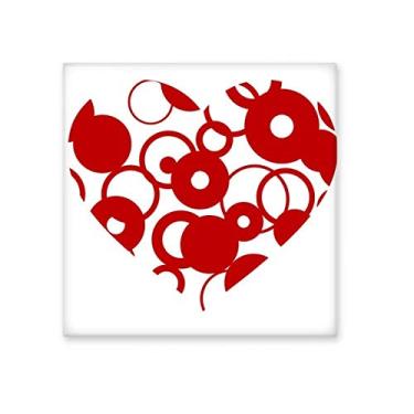 Imagem de Anel de coração vermelho do Dia dos Namorados Azulejo de cerâmica brilhante Decalque de pedra adornada de tijolos esmaltados