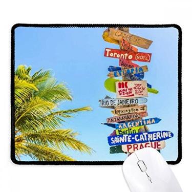 Imagem de Guidepost Mouse pad branco nuvens céu borda costurada tapete de borracha para jogos
