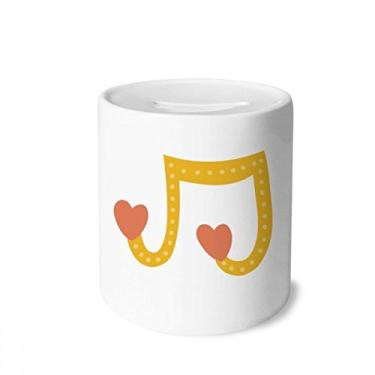 Imagem de DIYthinker Adorável caixa de notas musicais em formato de coração caixa de moedas de cerâmica para presente de cofrinho