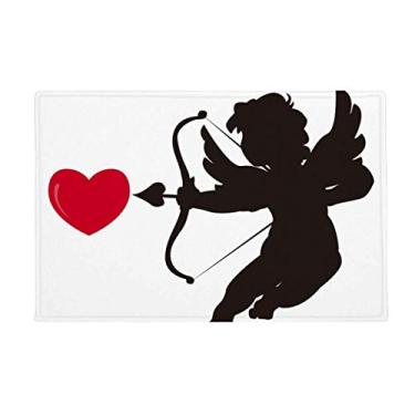 Imagem de DIYthinker Tapete de chão com estampa de coração do anjo do Cupido antiderrapante para porta de banheiro