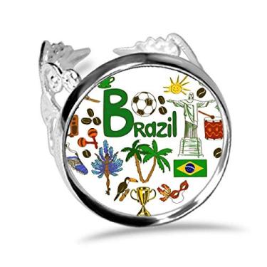 Imagem de DIYthinker Anel de noivado com bandeira nacional ajustável Love Heart Landscap