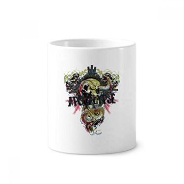 Imagem de Suporte de caneta de escova de dentes com estampa de cobra verde de animal, caneca com suporte de cerâmica