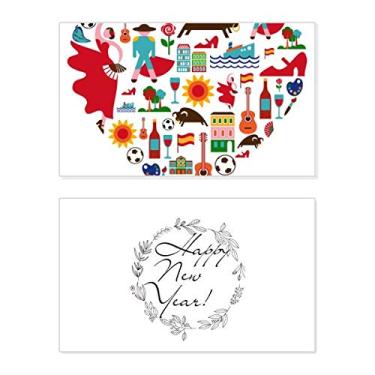 Imagem de Cartão de felicitações com mensagem de abençoado e bandeira de flamingo, coração espanhol, presente