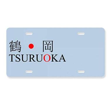 Imagem de DIYthinker Tsuruoka Bandeira do sol vermelho nome da cidade japonesa decoração placa de carro aço inoxidável
