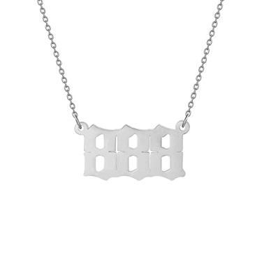 Imagem de Anjo Número Colar para Mulheres 888 Colar Prata Gargantilha Joia Presentes