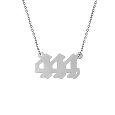 Imagem de Anjo Número Colares, Mulheres Garotas Guloseima Prata Número 444 Colar Gargantilha Cadeia Velho Inglês Colar Joia Presente