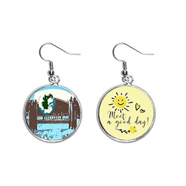 Imagem de Círculo ártico turista Art Déco, presente, moderno, gota, sol, flor, brinco, bijuteria, moda