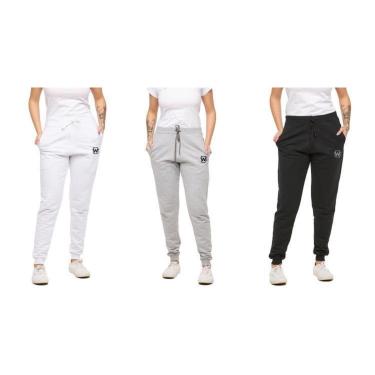 Imagem de Kit 03 Calças de Moletom Jogger Feminina Slim Sport Wooks-Feminino