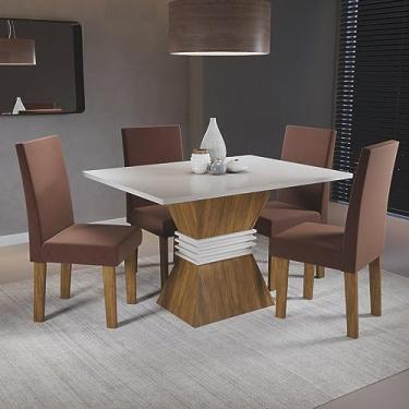 Imagem de Conjunto Sala de Jantar Soberana 1 Mesa 120cm com 4 Cadeiras Vênus Viero Móveis