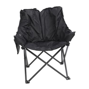 Imagem de ViaGasaFamido Cadeira de viagem, estrutura de aço inoxidável impermeável cadeira de praia aquecida por USB para pesca de pátio (preto)