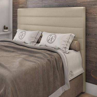 Imagem de Cabeceira Casal Napoli 140cm Material Sintético Bege c/ Frame Italian Flex