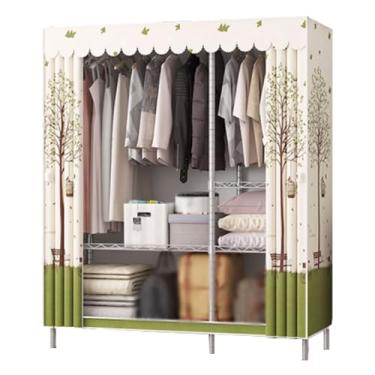 Imagem de Guarda-roupa Armário empilhável, armação de aço, guarda-roupa portátil, autônomo, rack de roupas, armazenamento temporário, para casa, quarto armário