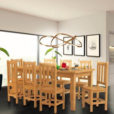 Imagem de Conjunto Sala De Jantar Mesa E 8 Cadeiras Madeira Maciça 200 x 88 cm Nogueira Refy Shop JM