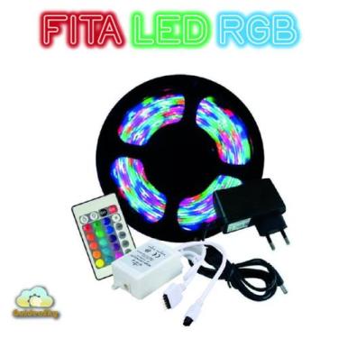 Imagem de Fita Led 5M Rolo Rgb 300 Led + Controle + Fonte - Golden Sky