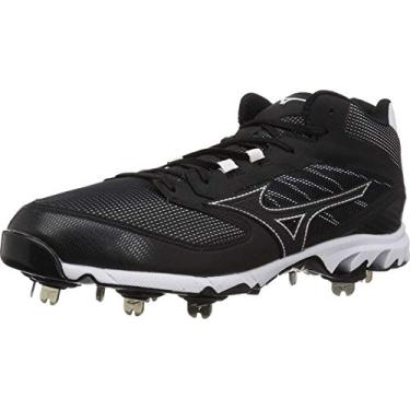 Imagem de Mizuno Chuteira de beisebol masculina 9-Spike Dominant 2 Mid Metal, preto/branco, 43