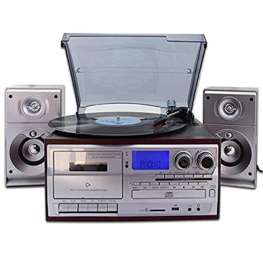 Imagem de Reprodutor de discos retrô, toca-discos de alta fidelidade e casa toca-discos de vinil com alto-falantes toca-discos para discos de vinil 3 velocidades ShaoSu