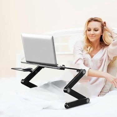 Imagem de Suporte de mesa de laptop dobrável ajustável com ventiladores de resfriamento duplos e mouse pad adequado para laptops de até 17 polegadas, ideal para casa e viagens (preto)