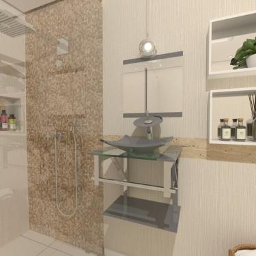 Imagem de Gabinete De Vidro Para Banheiro 40cm Inox Prata