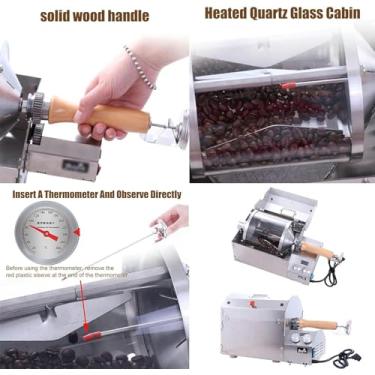 Imagem de Torrador De Café EléTrico De 1200 W Com Temperatura E Velocidade AjustáVeis - Ideal Para Torrar GrãOs De Café E Frutas Secas - Rolo De Tambor VisíVel Para Torrar Com PrecisãO