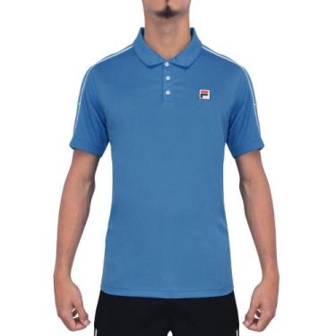 Imagem de Camisa Polo Fila Tennis Line Azul Branca E Limão