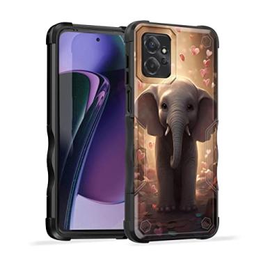 Imagem de EFGWSDER Capa para Moto G Power 5G 2023, [camada dupla] [proteção contra quedas de grau militar] [antiderrapante] resistente à prova de choque para Motorola Moto G Power 5G 2023, elefante fofo com