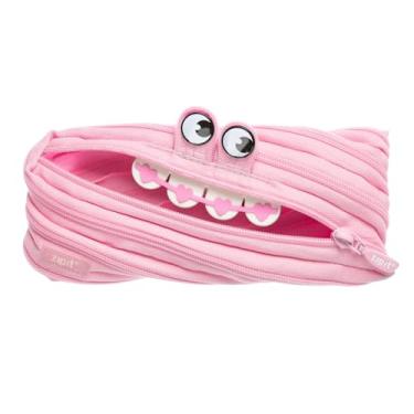 Imagem de ZIPIT Estojo de lápis monstro para meninas, linda bolsa com zíper para crianças adolescentes, bolsa de papelaria para escola, rosa