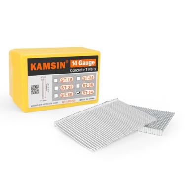 Imagem de KAMSIN Pregos T de concreto calibre 14, pregos T de concreto agrupados de 64 mm de comprimento, galvanizados, 800 peças/caixa, fixadores para pregador de concreto pneumático, pistola de pregos Air T