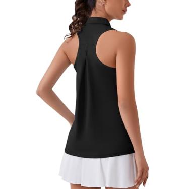 Imagem de ZHENWEI Camisa polo feminina de golfe sem mangas de secagem rápida FPS 50+ regata nadador, Preto, M