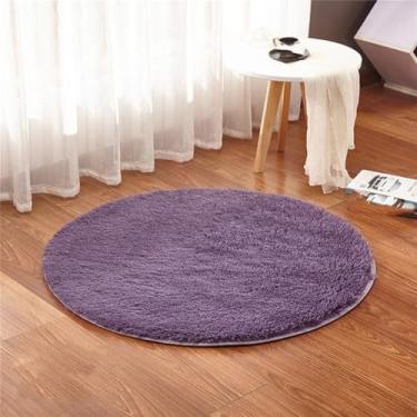 Imagem de Tapete redondo fofo para sala de estar, pele falsa, quarto infantil, pelúcia, cadeira de computador, estofamento, área, cinza, roxo, diâmetro 0.8m