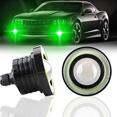 Imagem de Lâmpada de neblina KaiDengZhe 2PCS projetor super brilhante 3,5" luz de neblina LED universal 12V 10W verde COB halo anjo anjo anjo para farol de motocicleta carro dia corrida luz DRL condução luz de neblina