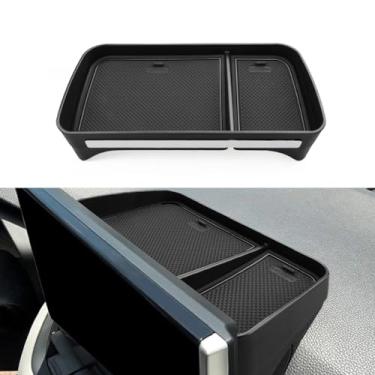Imagem de auovo Bandeja de painel central compatível com acessórios Toyota RAV4 2025 2019-2024 ABS caixa organizadora de armazenamento de painel (para tela multimídia de 20.3 cm) (acabamento preto)