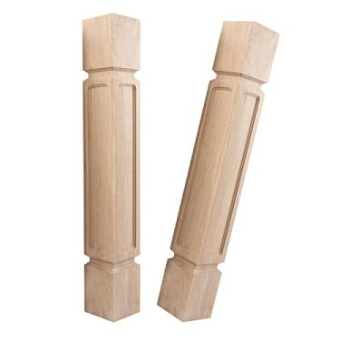 Imagem de La Vane Colunas de armário de 90 cm A 12,7 cm L 12,7 cm D, conjunto de 2 pernas de bancada de substituição de madeira de borracha quadrada inacabada para mesa de jantar grande e mesa de cozinha